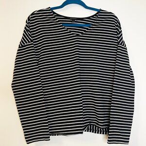 Banana Republic Black White Striped Long Sleeve Top | Mixed Stripe Blouse Size L